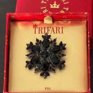 Trifari Black Snowflake Brooch